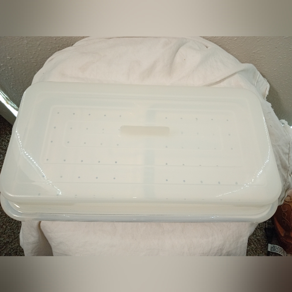 Rancho Rotisserie Enamel Tray Metal Container w/ Plastic Lid Closure - Picture 4 of 5